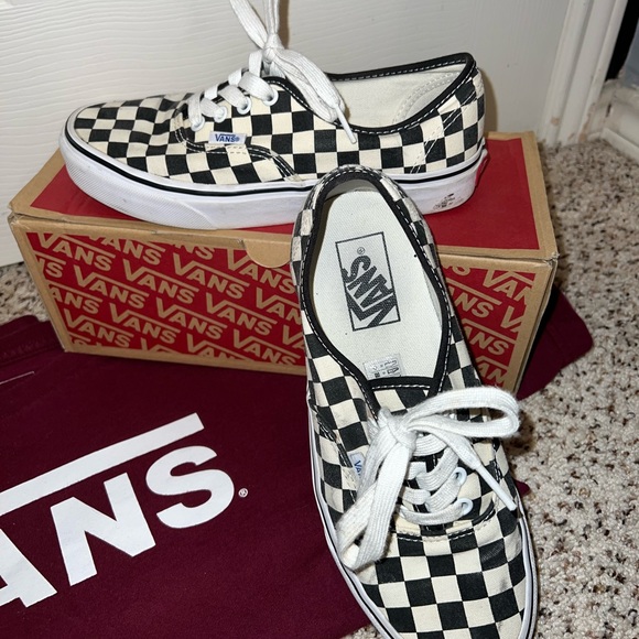 Custom Black and White Checker Vans - Picture 1 of 6
